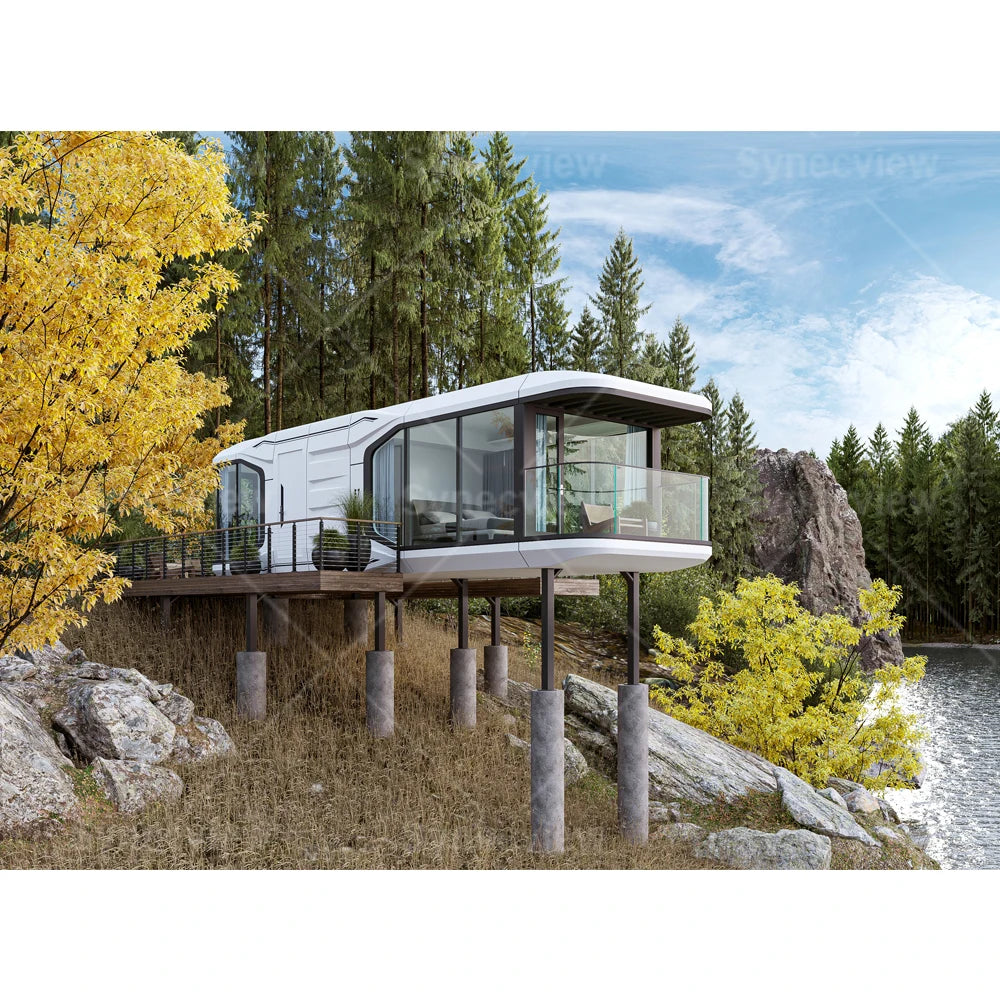 Prefabricated 3-Bedroom Tiny House Steel Structure Mobile Home with Lean Space Capsule for Office or Villa Use