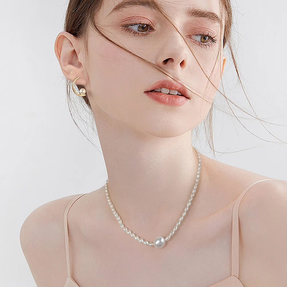 Jiangyuan Vintage S925 Sterling Silver Potato White Cultured Natural Freshwater Pearl Necklace Custom Jewelry for Women