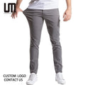 Oem Autumn Men Casual Pants High Elastic Business Office Straight Ankle Length Trousers with Pockets Comfortable Stretch Fabric