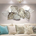 Light Luxury 3D Metal Wall Art Golden Silver Leaves Iron Decoration for Home Living Room Hanging Nature Art Decor