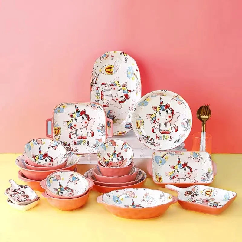 New Design Cartoon Cute Girl Heart Children'S Tableware Home Creative Bowls and Dishes