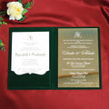 Luxury Elegant Suede Velvet Invitation Suite Folio De Marriage De Luxe Gold Mirror Acrylic Engraving Custom Text