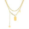 Hip Hop Style Stainless Steel Double-Layer Round Necklace Heart-Shaped Geometric Chain for Women Weddings and Parties