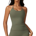 Women's Sleeveless Spandex Tank Tops Compression Basic Halter Neck Cropped Fitness Lightweight Quick Dry Printed Design