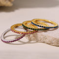 Minimalist Jewelry Gold Plated Diamond Studded Ring Vintage Stainless Steel Colored Crystal Zircon Ring for Women