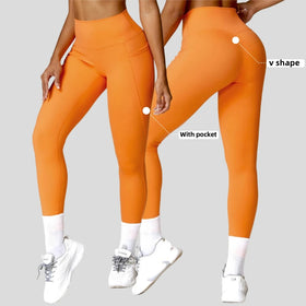 High-waisted Tummy Control Pockets Yoga Pants Women's Slim Hip Lift Gym Tight Sports Quick Dry Running Fitness V Shape Leggings