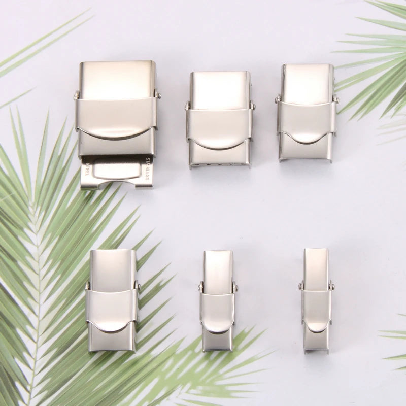 Exquisite Polished Stainless Steel Safety Buckle Leather Rope Accessories Bracelet Buckle Personalized Small Belt Buckle