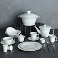 Wholesale Price White Dinnerware Sets Luxury Porcelain Royal Bone China Plates Dinner Set