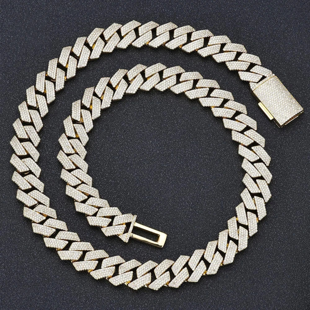 Fashion White Gold Plated Brass Micro Pave Zircon Necklace Shiny Diamond Link Iced Jewelry Pearl Money Bag Chain Gift Unisex