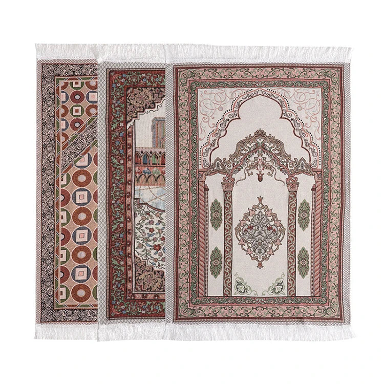 Wholesale Silver Plated Prayer Mat Rug with Natural Gemstone Beads Worship Tasbih Muslim Gift Set for Ramadan Eid