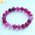 CSJA Hot Crystal Bracelet Gemstone 10mm Rose Red Onyx Healing Stones Jewelry Stretch Bangle Bracelet for Best Friend F147