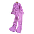 2024 Women's Casual Multi-Color 2-Piece Set Knitting Shirt + Long Pants Pressed Pleated Trousers Solid Color Solid Color