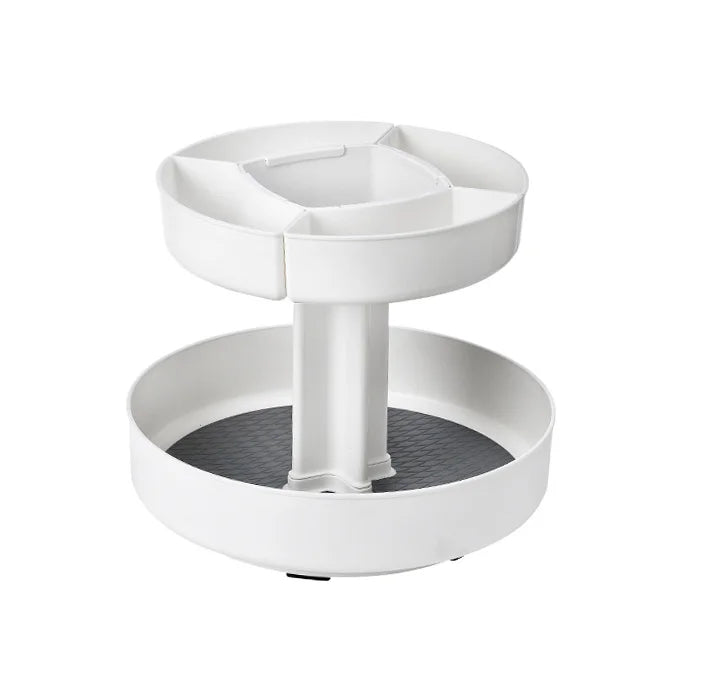 Lazy Susan Turntable Organizer With Removable Bins Rotating Display Stand Turntable 360 Degree
