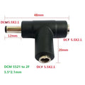 DC5521 5525 Laptop Monitor Power Adapter Splitter Multi-function 1 to 2 DC5.5x2.1mm T Connector