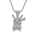 European and American New Cartoon Anime Character Pikachu Pendant Personality Inlaid Zircon Hip Hop Hiphop Necklace