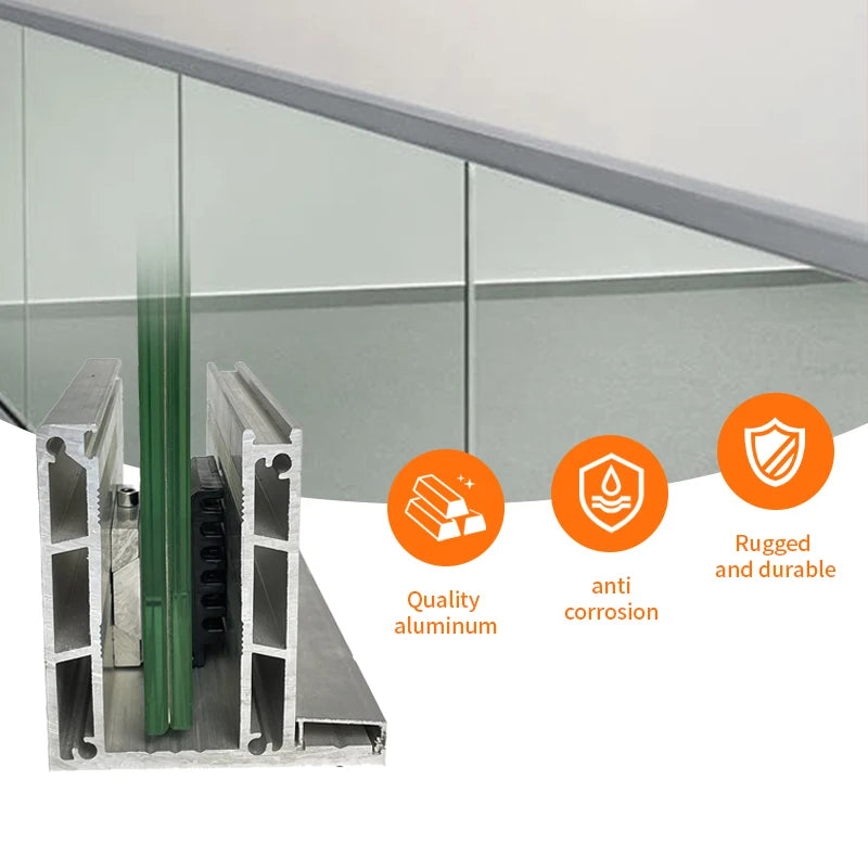 CE-certified Heavy-duty Aluminum U-shaped Glass Railing Base Channel Featuring Drainage Design and LED Lighting