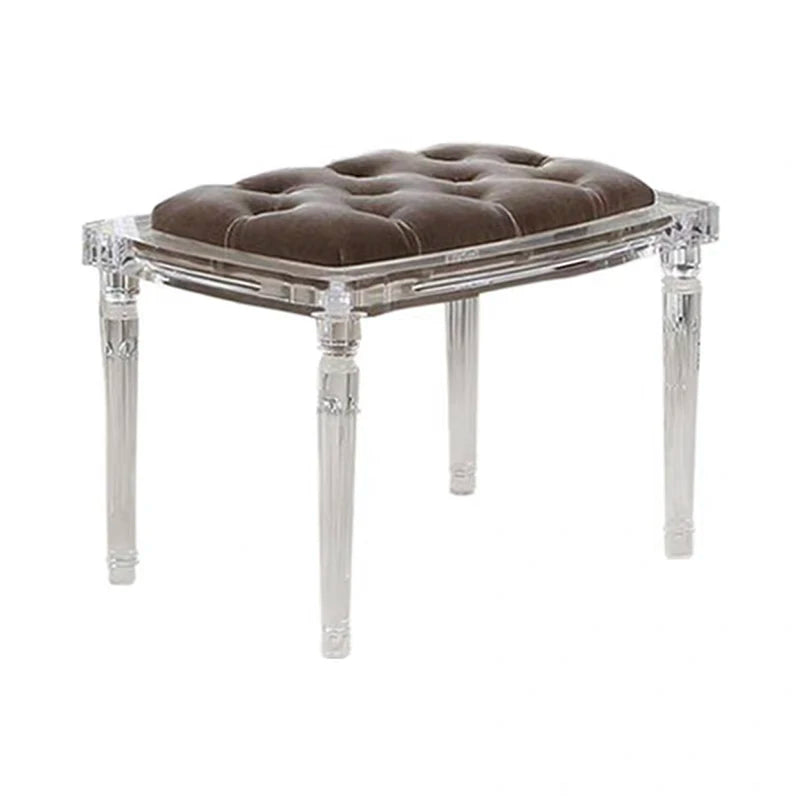 Nordic Luxury Bedroom Bed End Stool Transparent  Dining Chair Velvet Piano Acrylic Bench
