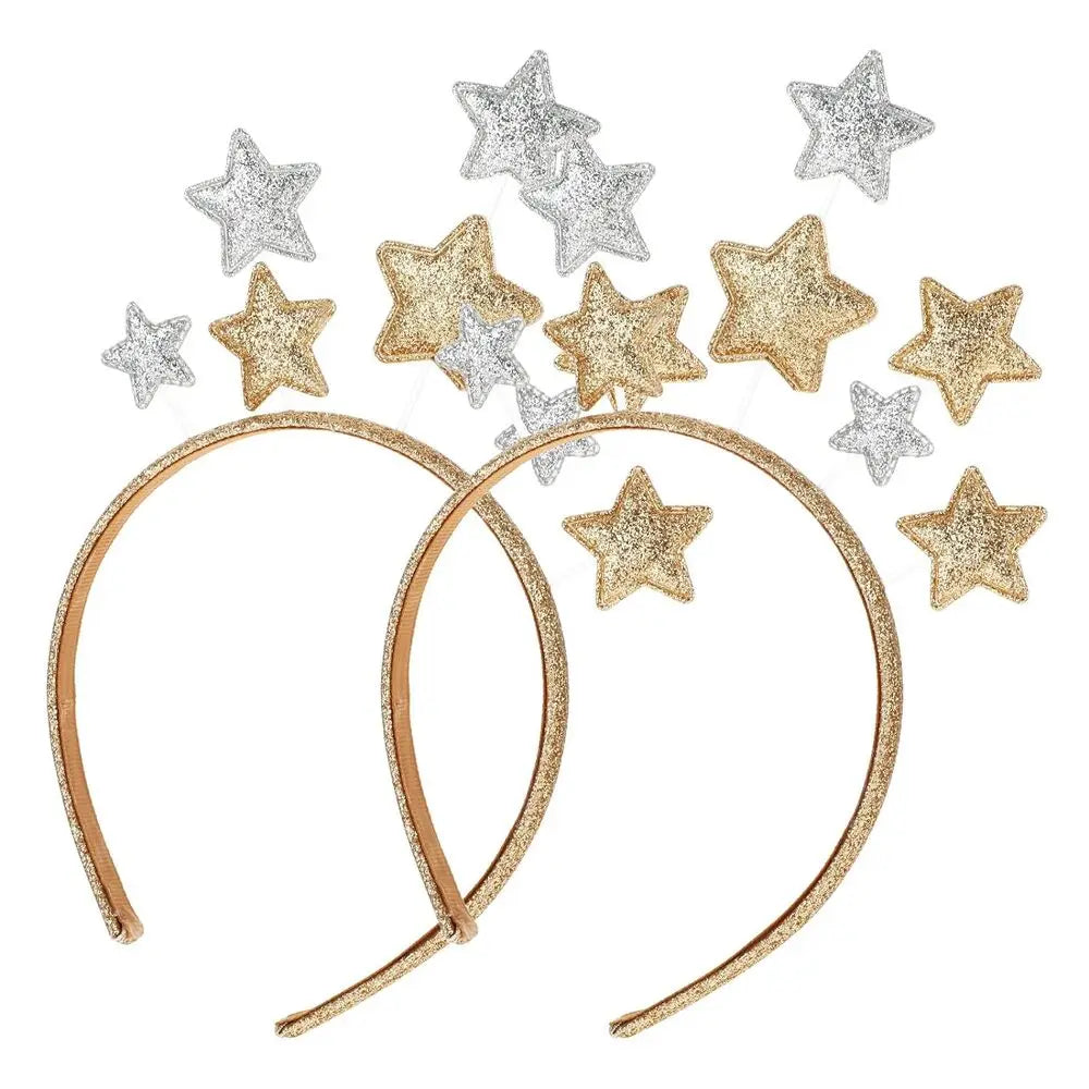 Pafu Party supplies Cute Happy New year Headband Elastic Hair Hoop for Women Girls Glitter Star Christmas Hairbands
