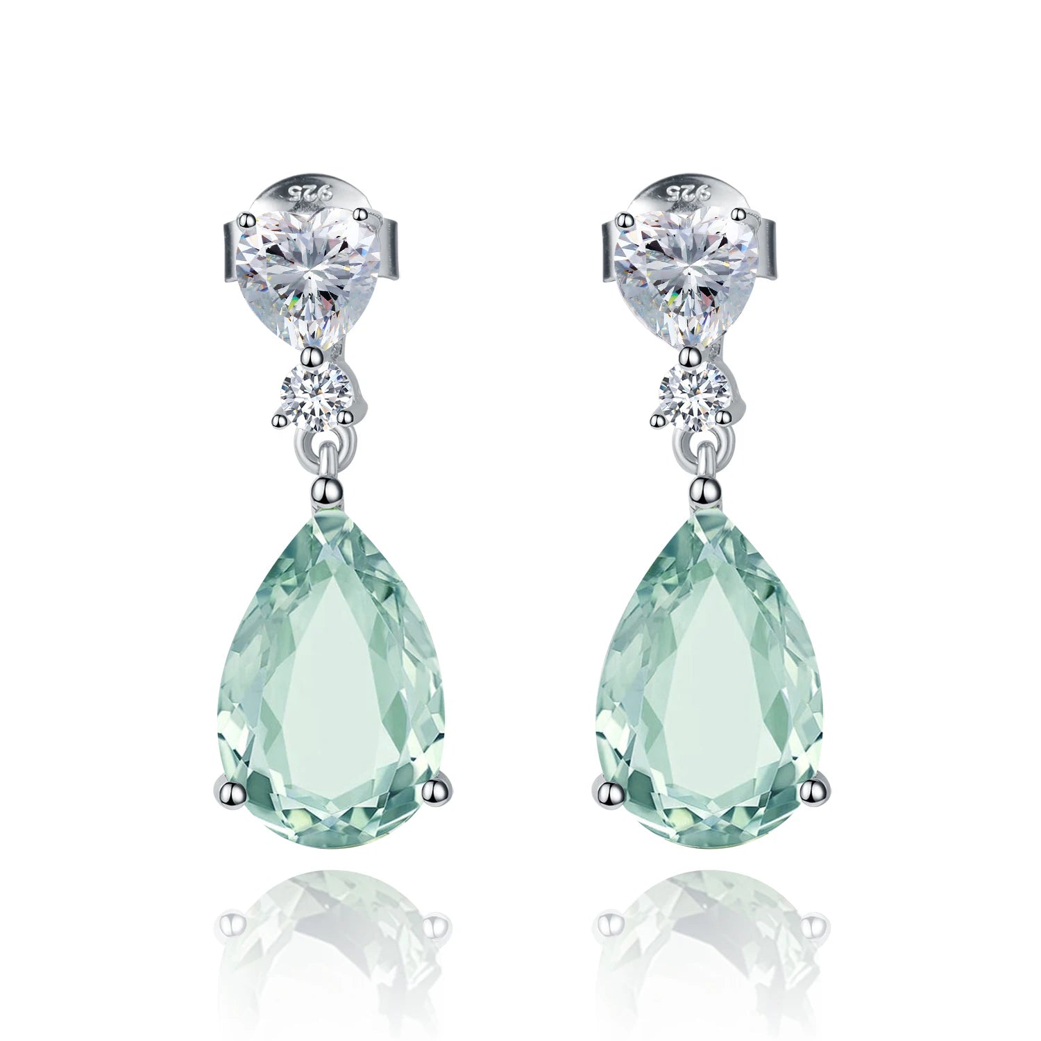 A786E Abiding Shield Waterproof Dangling Earring S925 Sterling Silver Prasiolite Fine Jewelry Supplier Real Silver Earrings
