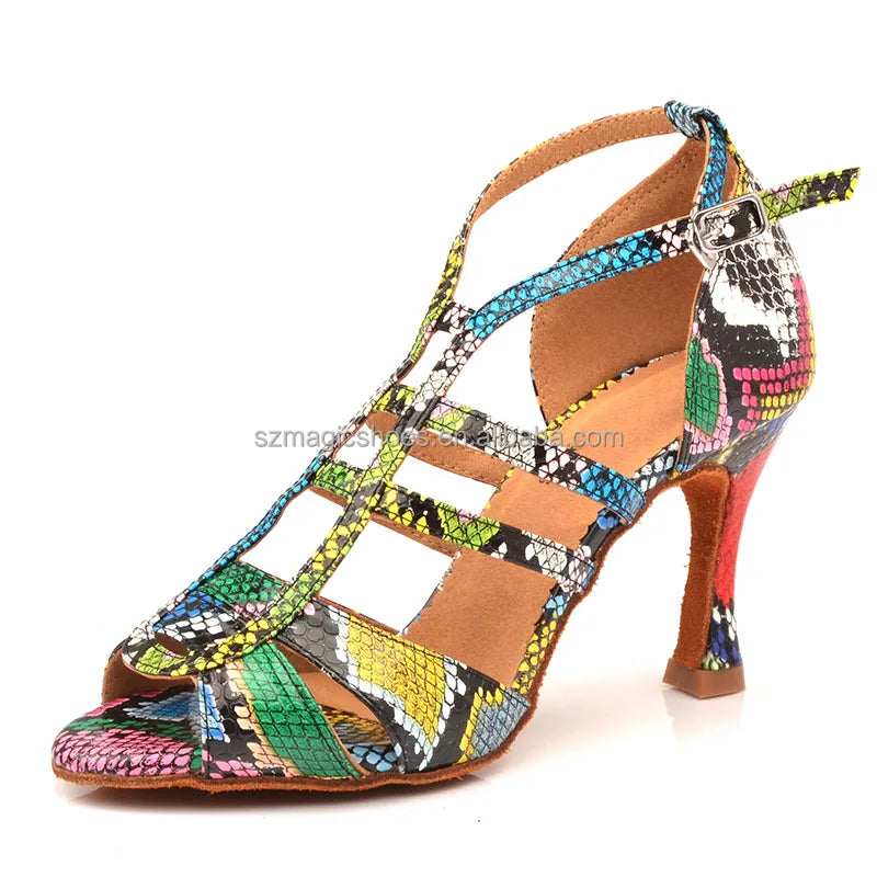 Wholesale Dance Shoes Snake PU Customized Heel