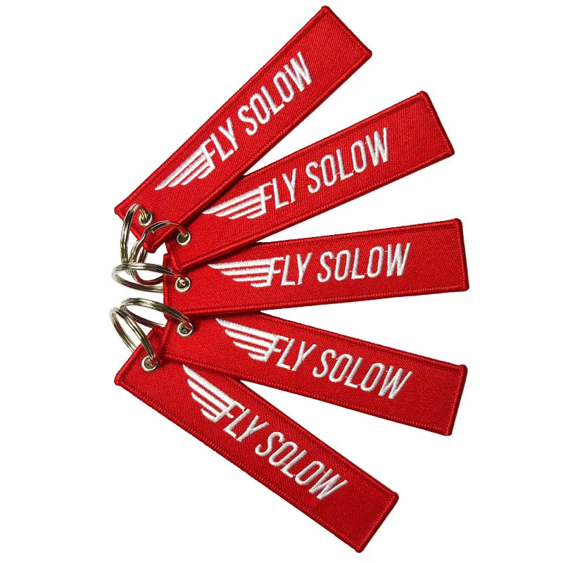 Hot Sale Embroidered Key Tag Custom Twill Flight Crew Double Sided Logo Embroidery Keychain for Cloth
