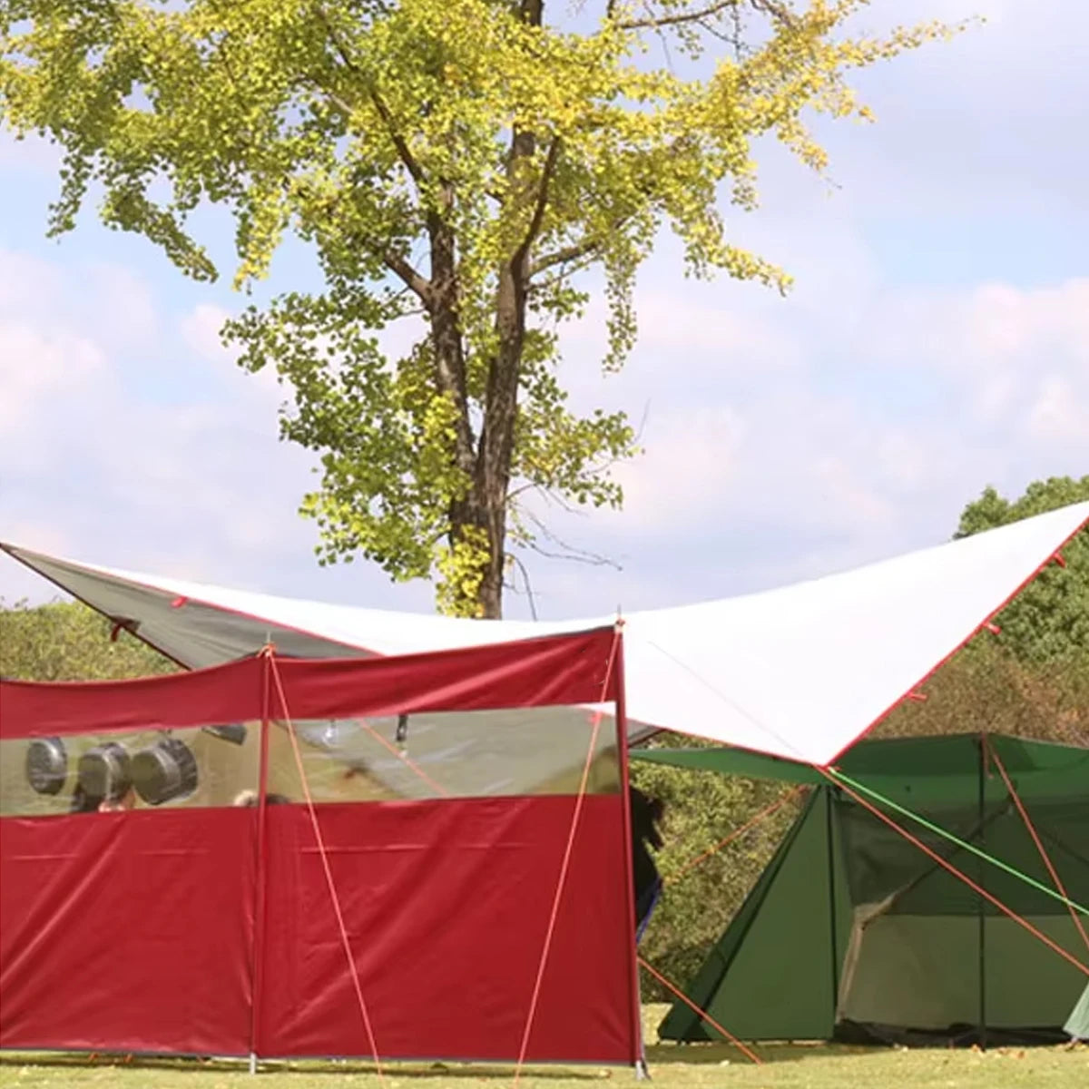 For Woqi Rain Fly Tarp Wind Fence for Camping Beach Grill Shelter with Sunshade and Windbreak Screen