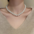Korea Vintage Simple Big Pearl Choker Necklaces Women Elegant Chunky White Baroque Pearl Necklace