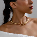 Fashionable and Minimalist 18k Gold-plated Designer Collar Jewelry High-quality Heavy Metal Smooth Round Water Droplet Necklace
