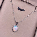 2025 Fashion Jewelry Natural Opalite Oval Pendant 925 Silver Necklace Gold Plated Bezel High Quality Opal Necklace for Women
