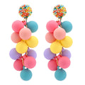 Hot Selling Color Ball Acrylic Long Pendant Earrings Candy Ball Beaded Summer Beach Long Earrings Jewelry Wholesale
