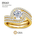 Luxury Rings 3pcs Set Wedding Engagement 925 Sterling Silver 18K Gold Woman Moissanite Diamonds Finger Ring