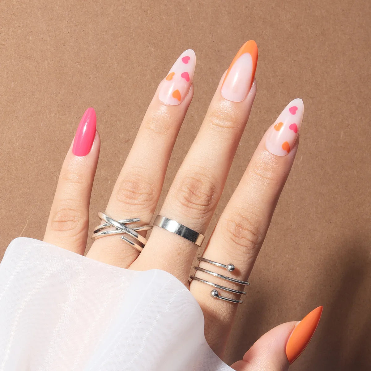 Wholesale Small Size Private Label French Design Short Almond Press on Nail Artificial Fingernails