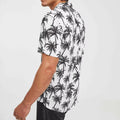 Elegant Drape Button Down Collar Short Sleeve Casual Breathable Men Hawaiian Shirt with White Palm Tree Design Summer