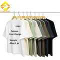 Fengway Custom High Street Cotton Short Sleeve T-Shirt Solid Color Drop Shoulder Casual Oversized Loose Fit With Plain Neck