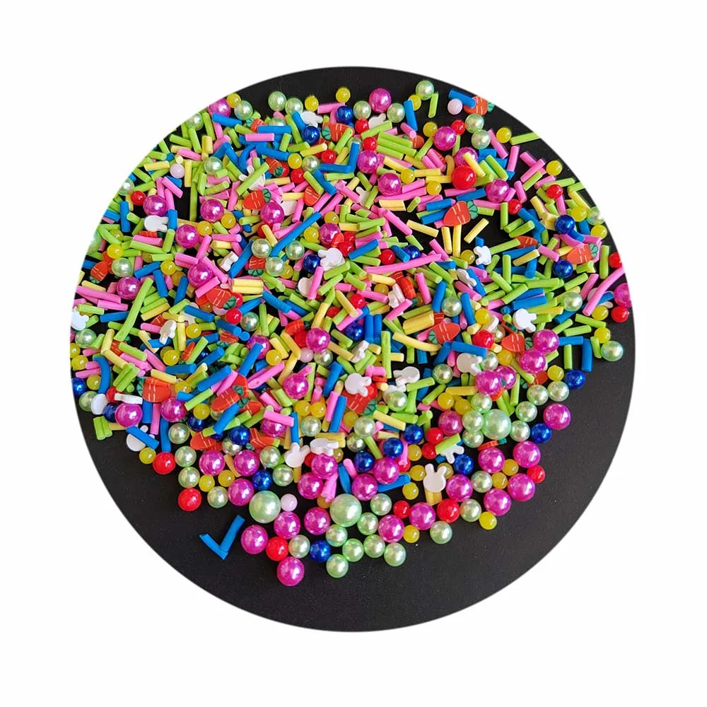 1kg Shine Round Balls Mixed Custom Sticks Polymer Bead Mini Soft Clay Scrapbooking DIY Materials Craft Embellishments