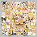 50PCS Cute Cartoon Animal Pattern Dog Decorative Corgi Stickers Guitar Water Bottle Refrigerator Sticker Headphones