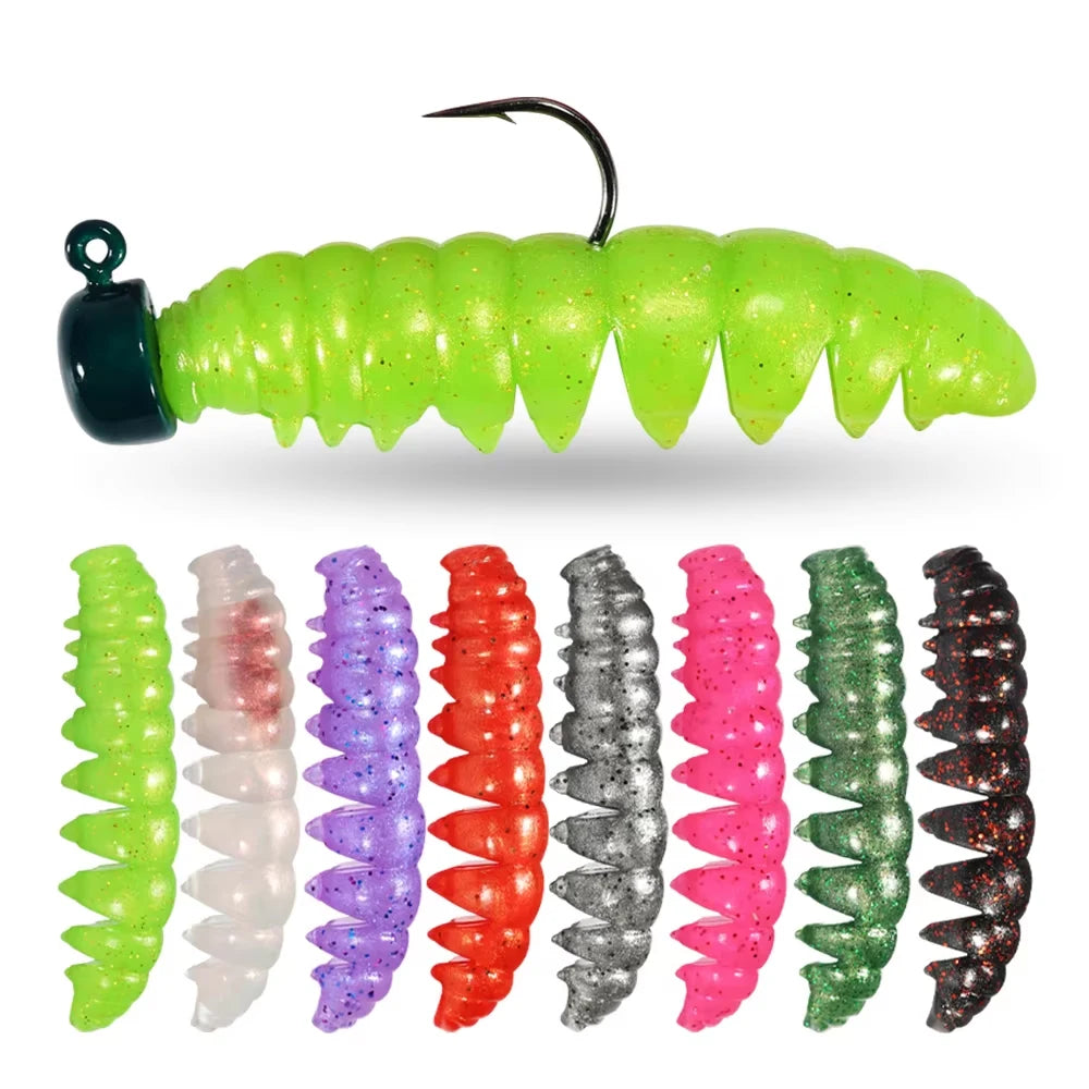 Spinpoler Poor Worm TPR Floating Soft Plastic Bait Bionic Caterpillar Segemented Swimbait Fishing Lure for Trout Bass Ned Wacky