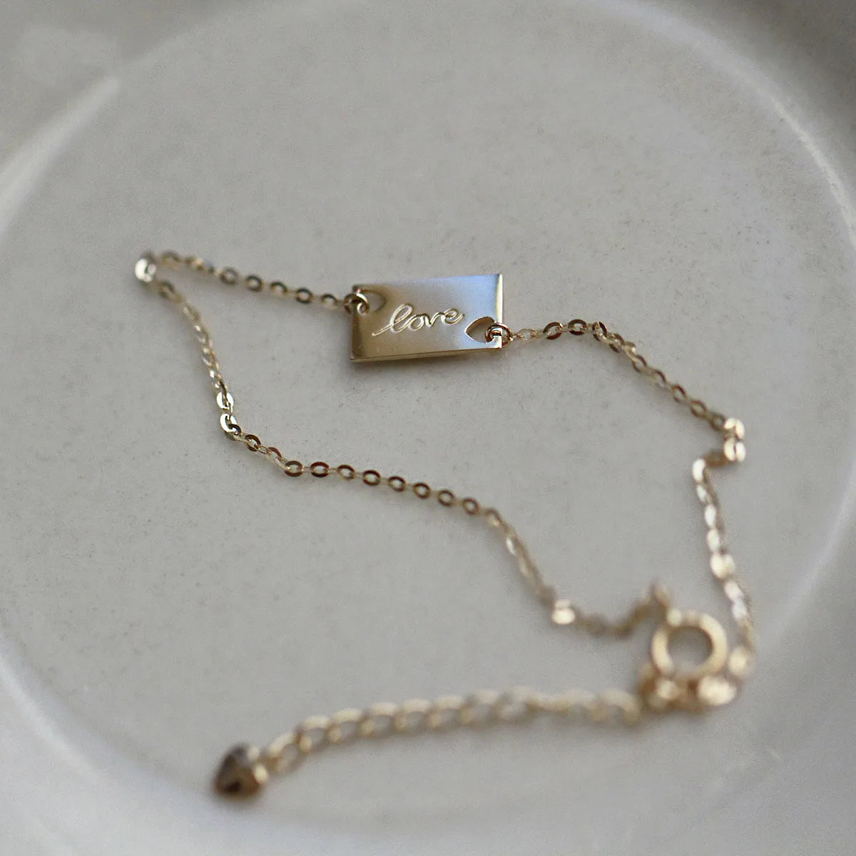 Simple INS Fashion Pure 925 Sterling Silver Thin Chain Square Charm Love Letter Bracelets for Women Girls Jewelry