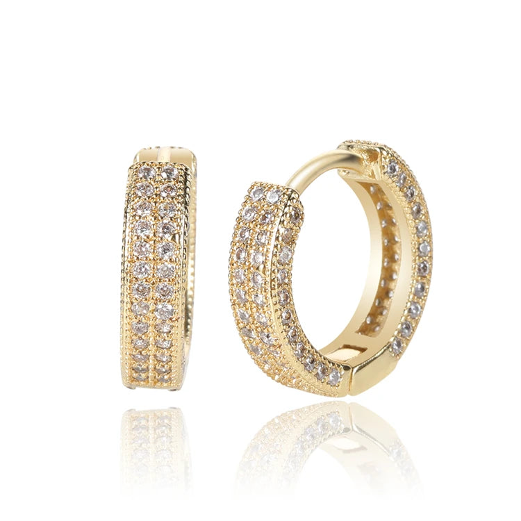 Hot Sale Trendy 18k Gold Plated CZ Rhinestone Huggie Hoop Earrings for Women-Wedding Engagement Gift