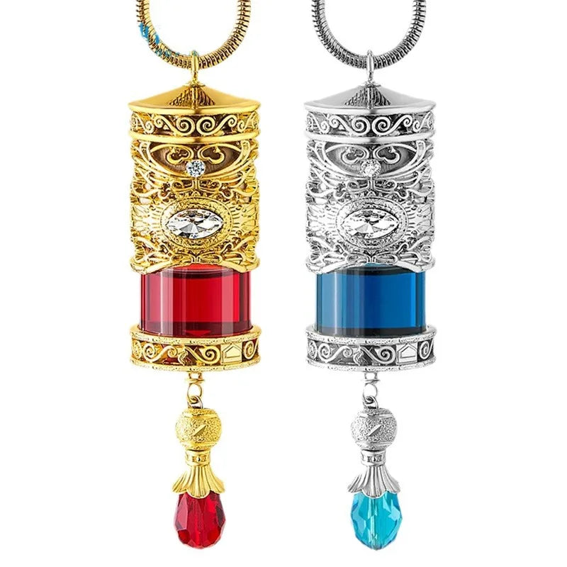 Golden SIlver Hanging Car Perfume Diffuser Glass Bottle 10ml Car Perfume Bottle Essential Oil Diffuser Car air Freshener Bottle
