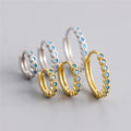 SP Luxury Hoops Earrings S925 Sterling Silver 18K Gold Plated Turquoise Hoop Earrings for Women