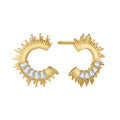 Nagosa Dainty 925 Sterling Silver Factory Wholesale 18k Gold Vermeil c Shape starburst Zirconia Stud Earrings