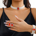 Light Luxury Fashion Pearl Neckchain Jewelry Set Wholesale Trend  Beaded Vintage Necklace