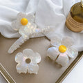 Fashion Aesthetic Hair Clip Accessories White Shell Custom Color Sun Flower Acetate Sunflower Hair Claw with Different Size