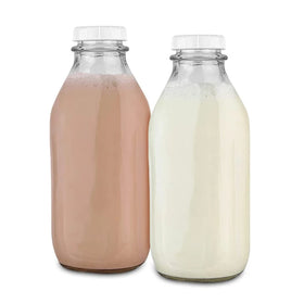 Wholesale 32oz 1liter Square Glass Milk Bottle With Tamper Evident Cap