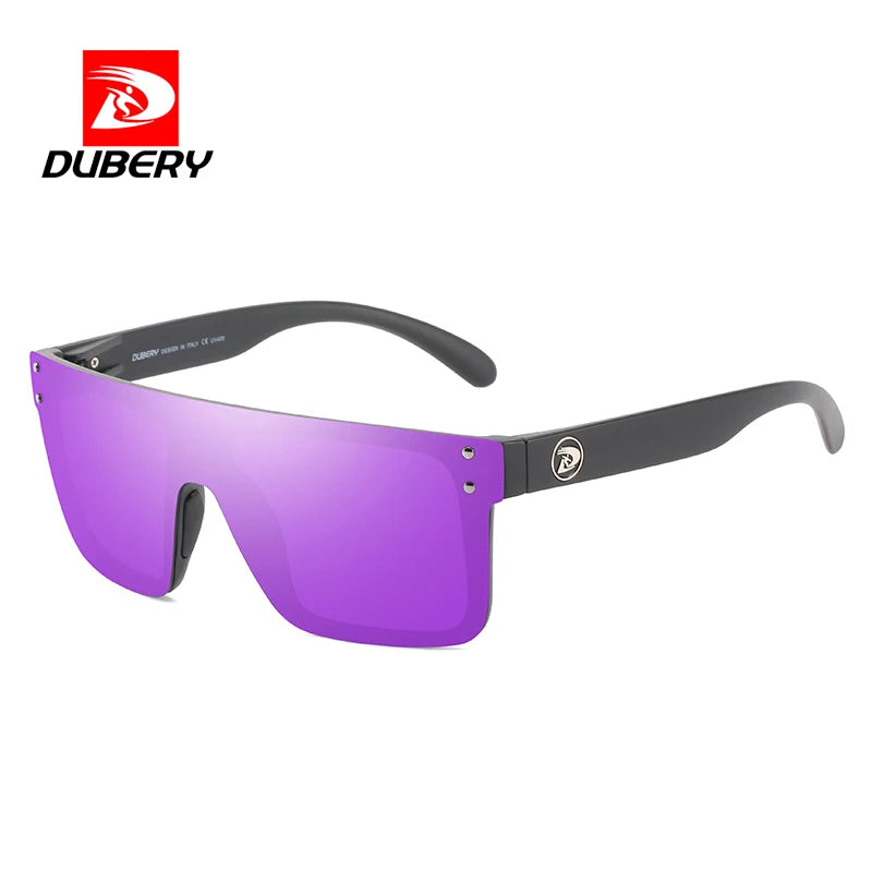 DUBERY 2026 Sunglasses for Men Blue Frame Polarized PC TAC Lens Unisex Rimless Shield Visor Shades Latest Fashion D104