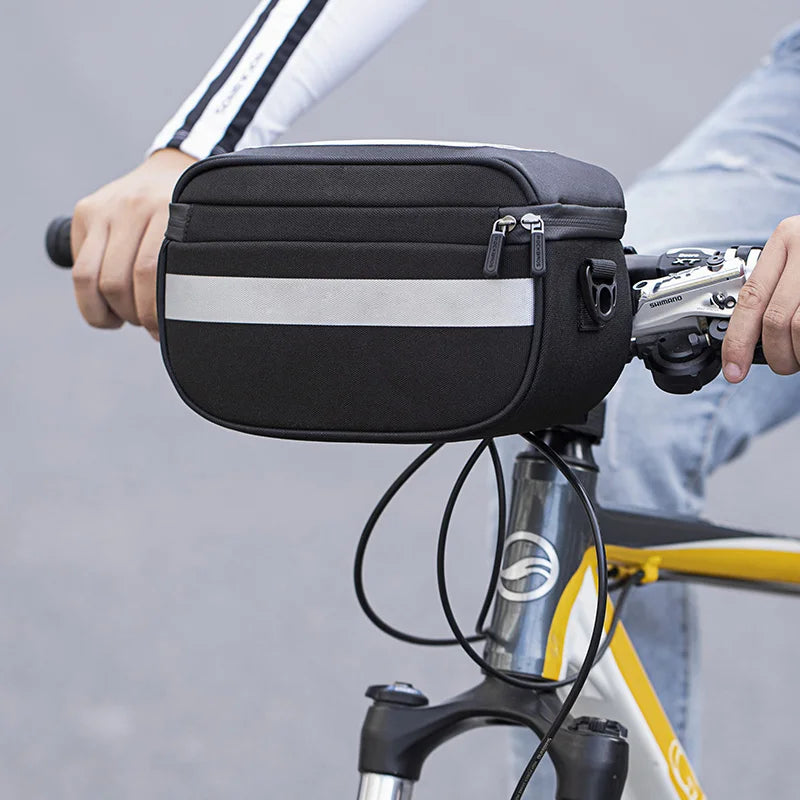 Custom Large Capacity Waterproof Adjustable Strap Dual Purpose Handlebar Basket for Cycling Front Frame Pannier Bicycle Bag