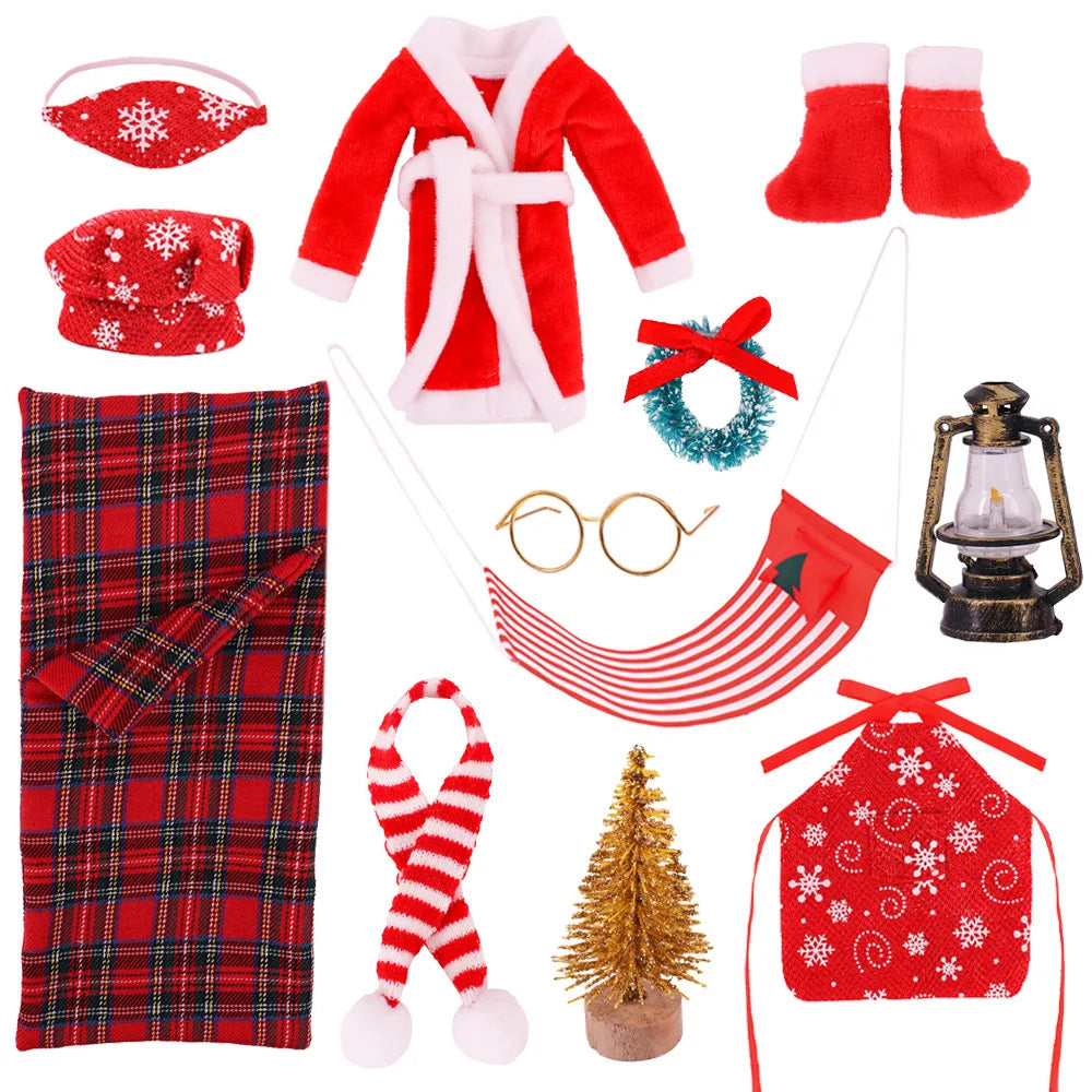 Low Price Christmas Decorations Hanging Basket Robe Hat Apron Sleeping Bag Glasses Scarf Shoes Christmas Giveaway Gift Set