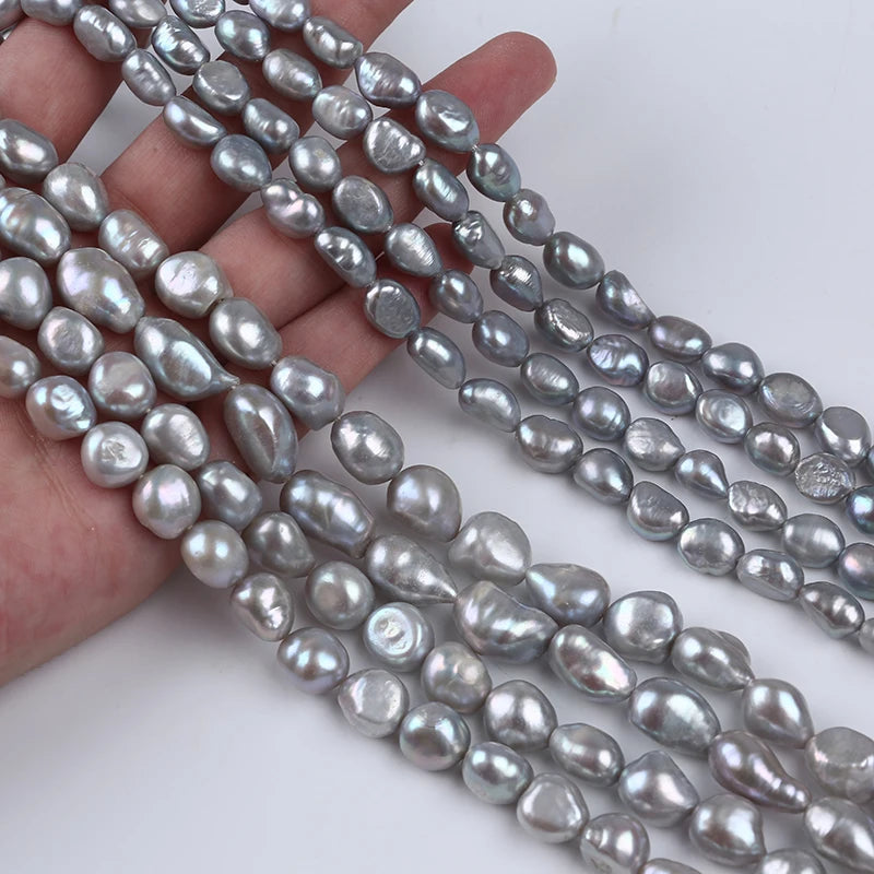 Zhuji Hot Sale 7-8mm 10-11mm Baroque Freshwater Pearl Strands Natural Gray Color Loose Pearls