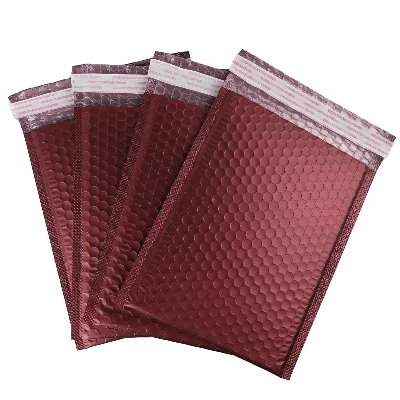 Guandu Elegant Matte Burgundy Wine Red Bubble Mailers Frosted Surface ESD Safe Aluminum Laminated Shipping Bag for Fragile Items